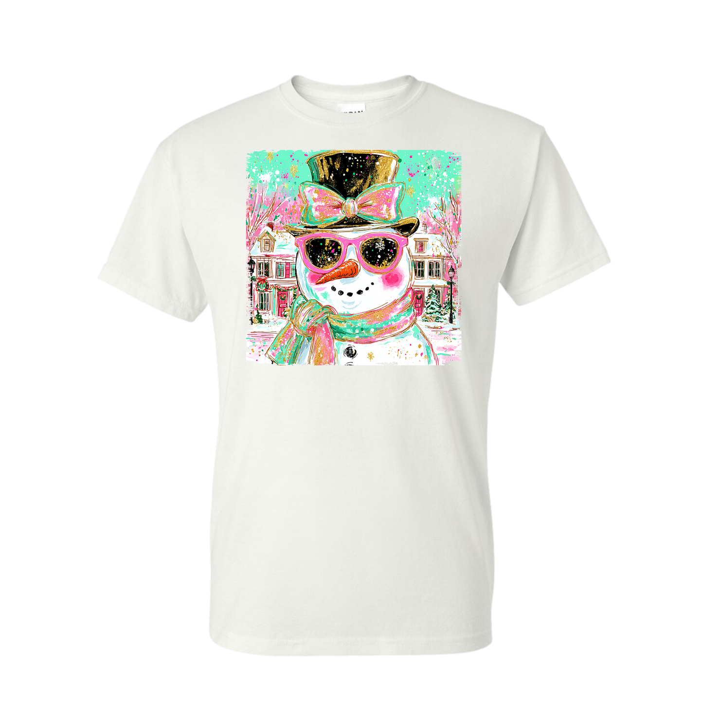 Preppy Snowman Design Graphic T-Shirt