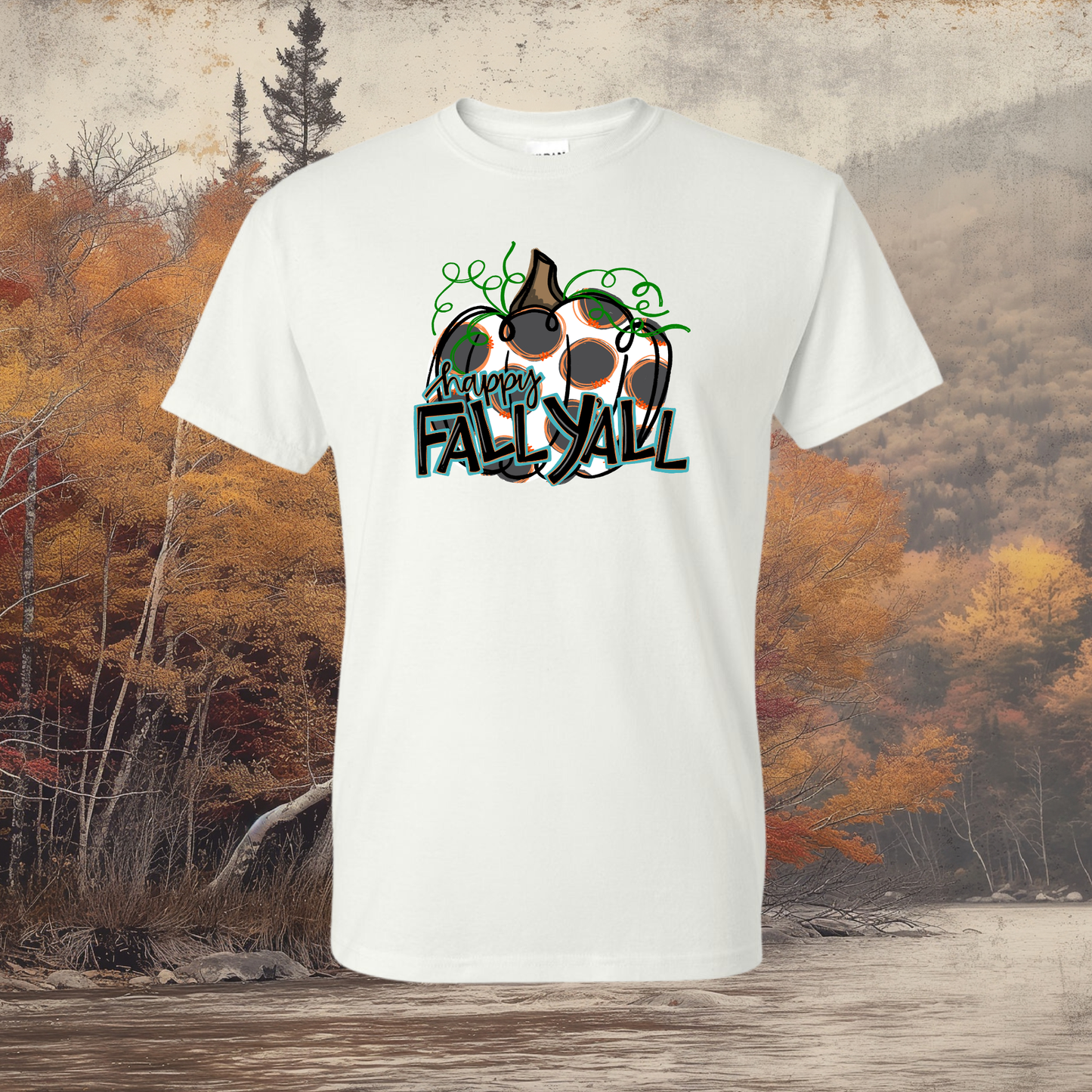 Happy Fall Y'all Design Graphic T-Shirt