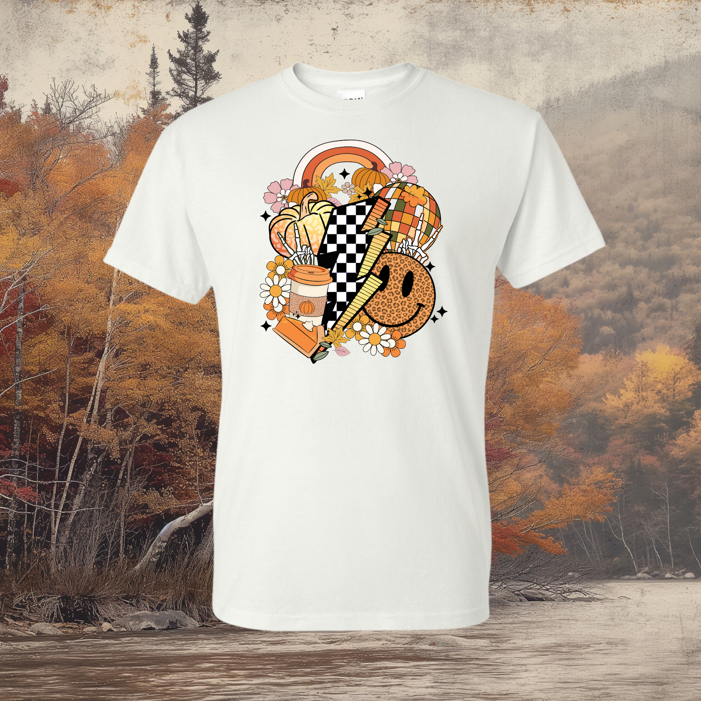 Retro Fall Design Graphic T-Shirt