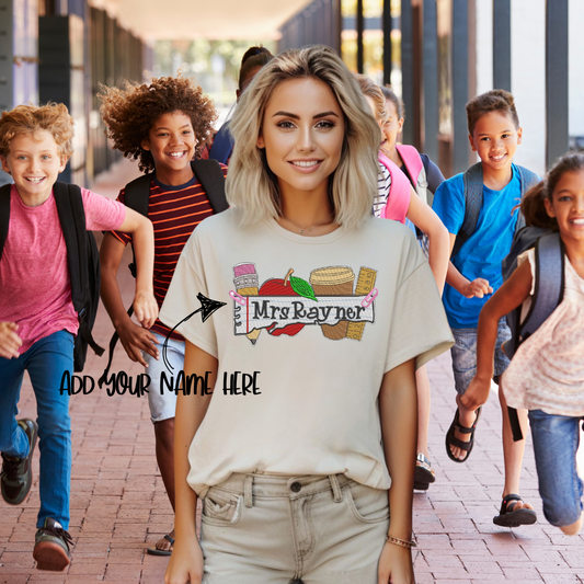 Personalized Teacher Life Embroidery Design, Back to School Embroidery T-Shirt