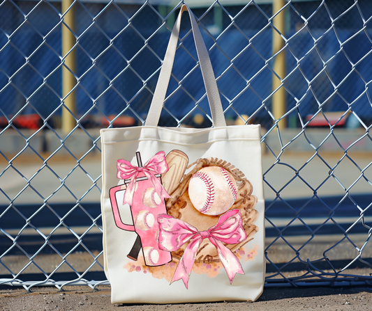 Coquette Baseball Girl Canvas Tote Bag