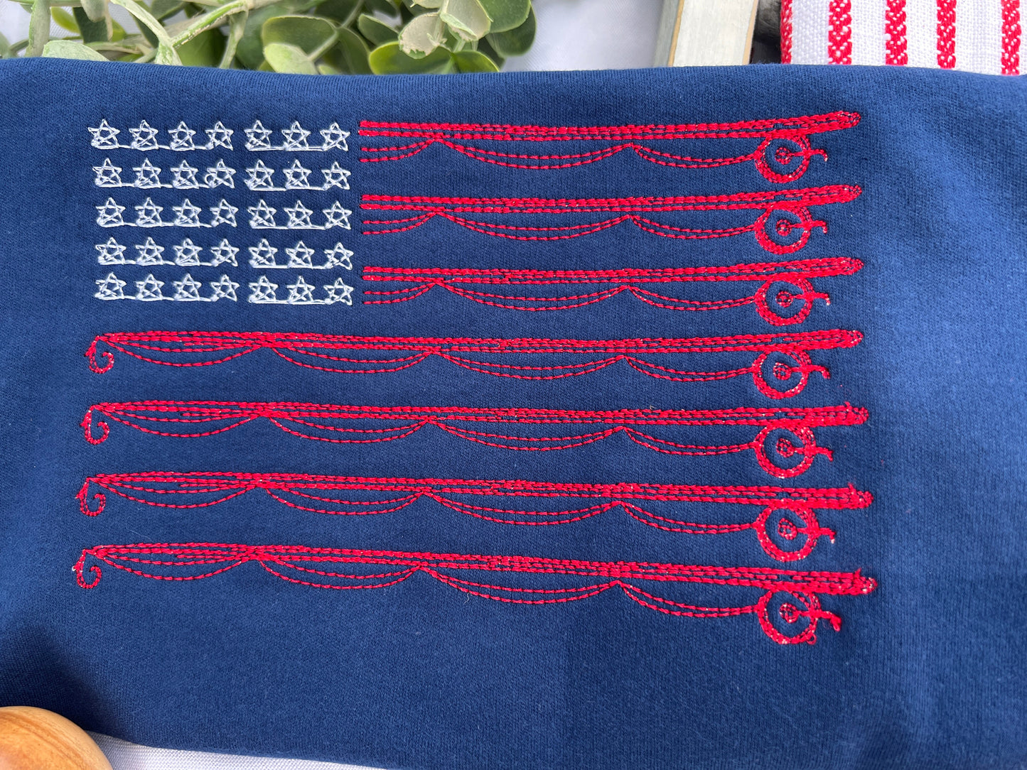 FISHING FLAG PATRIOTIC BOY EMBROIDERED T-SHIRT
