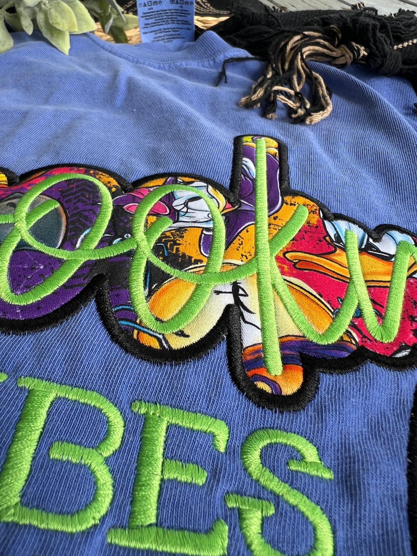 Spooky Vibes Halloween Disney Fabric Design Embroidery T-Shirt