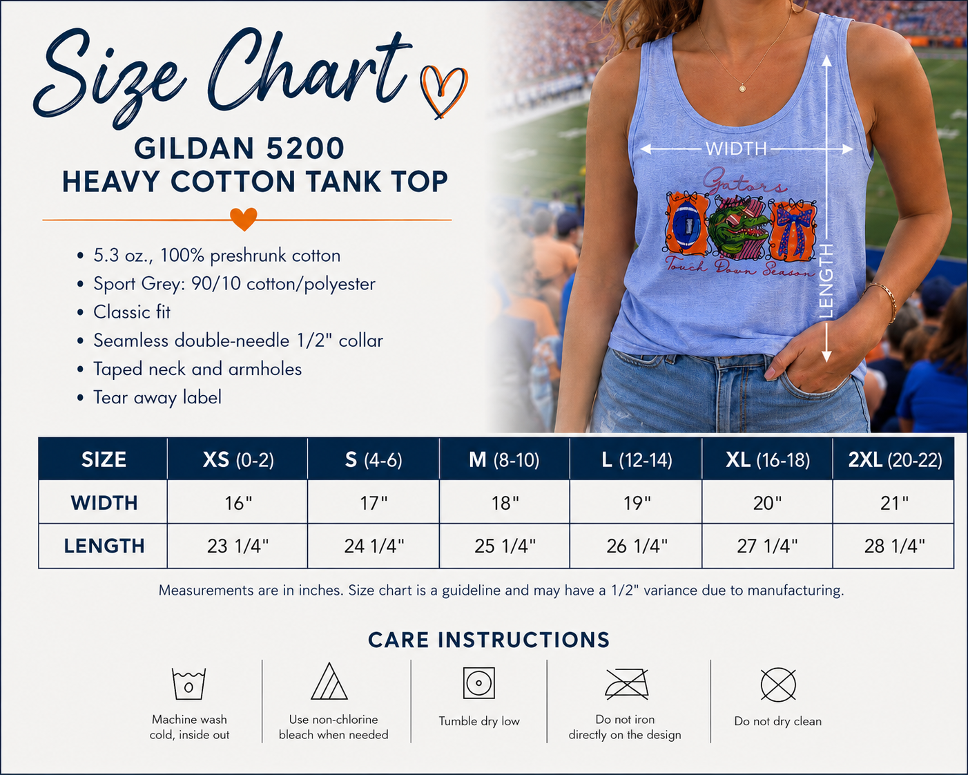 GATORS TOUCHDOWN SEASON EMBROIDERED TEE OR TANK/ MOMMY AND ME SIZES