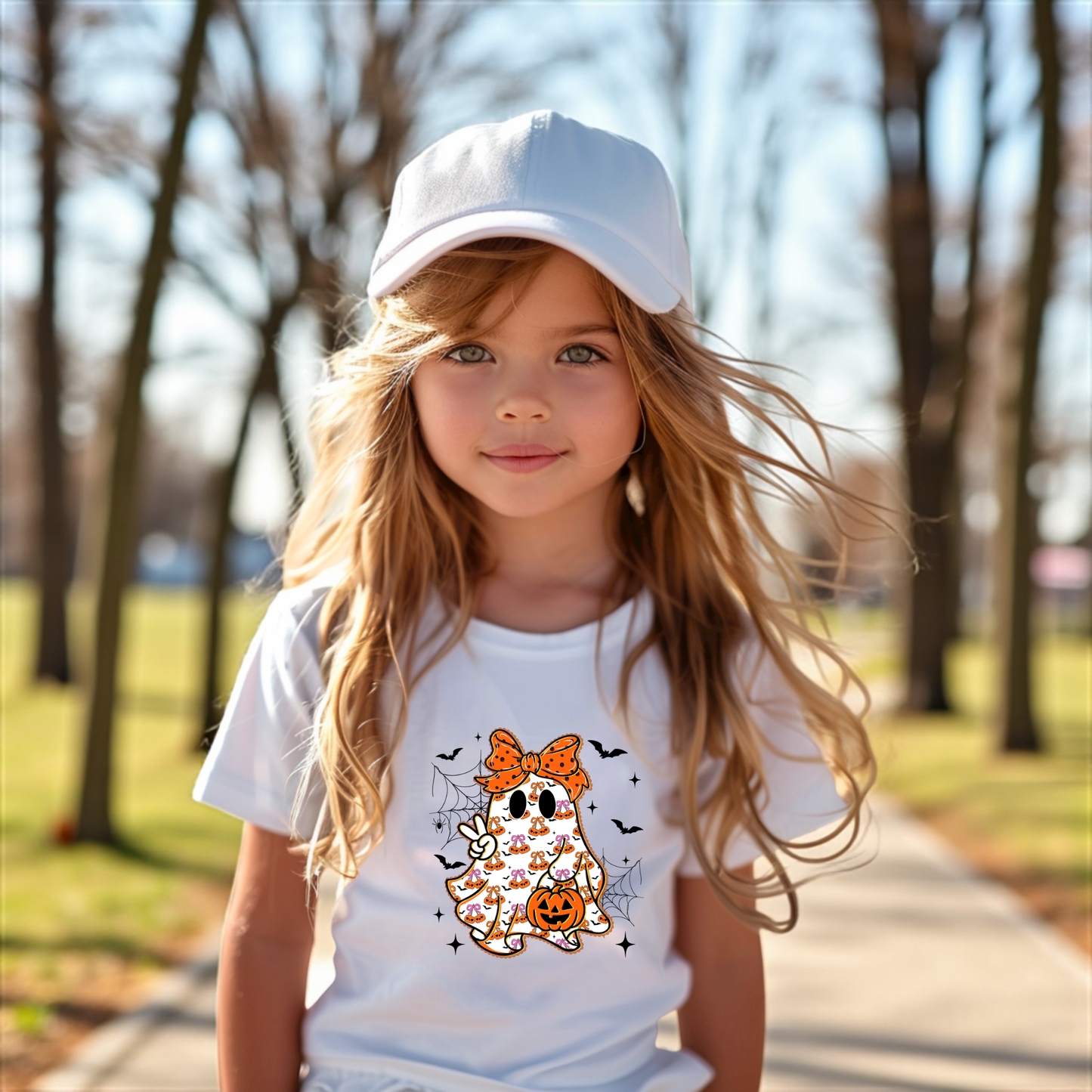 Halloween Ghost, Spooky Season, Halloween, Trendy, Bow, Hand Drawn, Pumpkin Cherries Design Halloween Shirt
