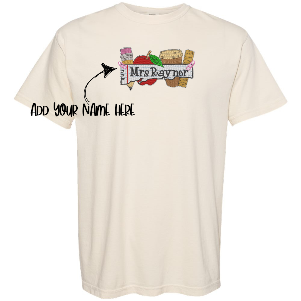 Personalized Teacher Life Embroidery Design, Back to School Embroidery T-Shirt