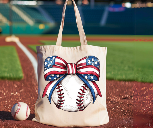 American Baseball Girl Canvas Tote Bag