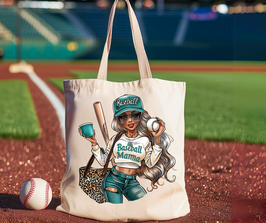 Baseball Mama Girl Design Canvas Tote Bag