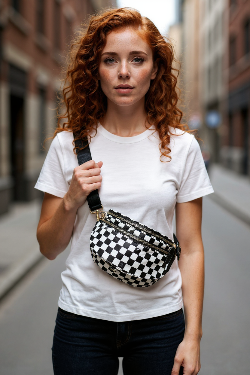 2 Color Option Checkered Belt Bag Messenger Bag Fanny Pack Crossbody Bags for Women Trendy Sling for Women Vacation Essentials Bag