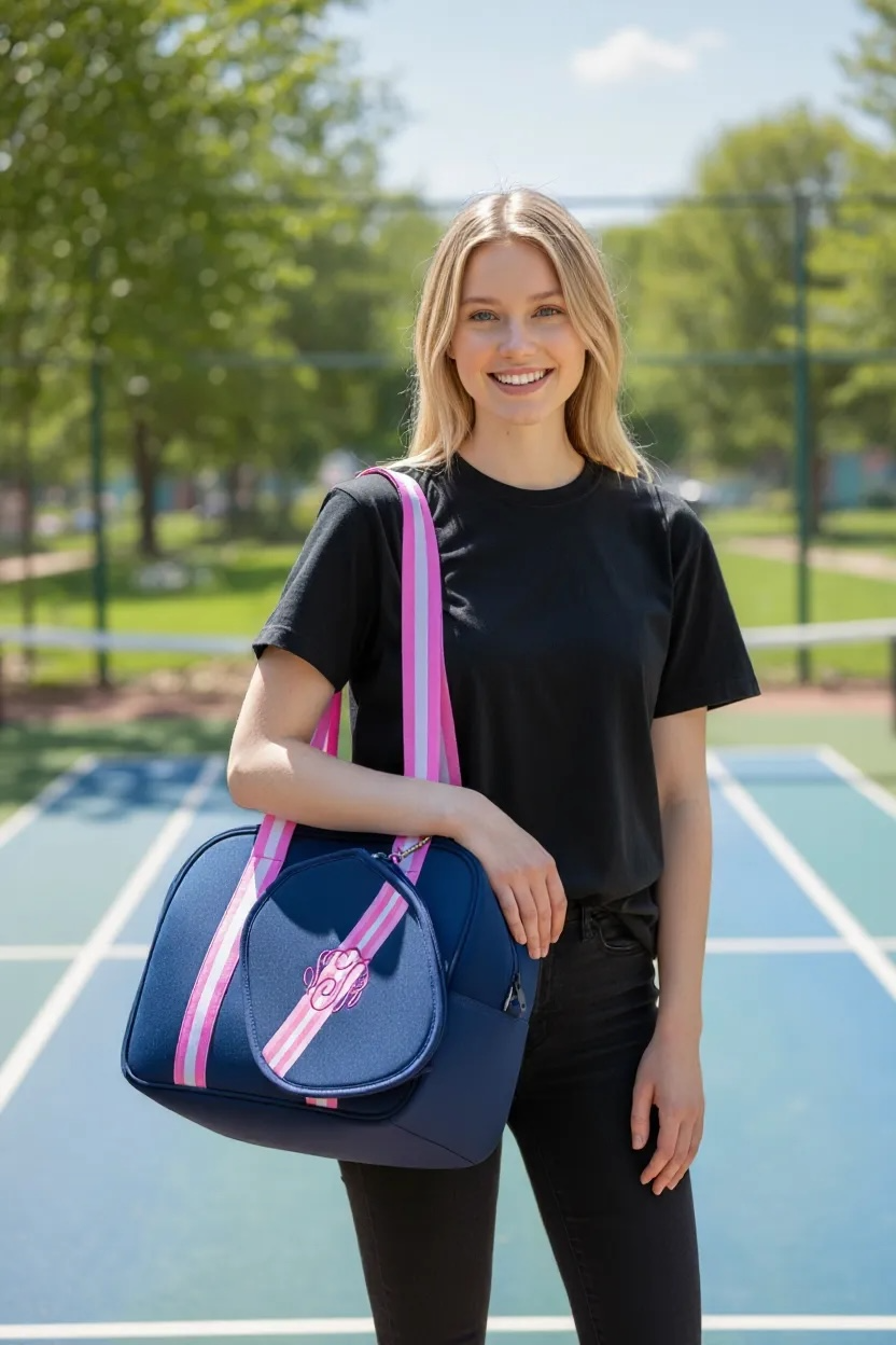 Water-Resistant Nylon Crossbody Pickleball Bag