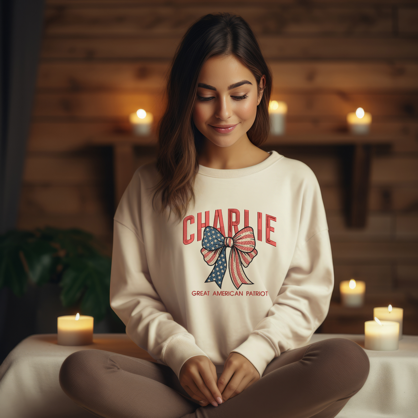 Charlie Patriot Embroidered Crewneck Sweatshirt