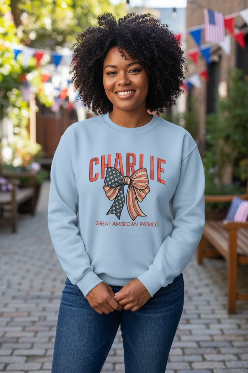 Charlie Patriot Embroidered Crewneck Sweatshirt