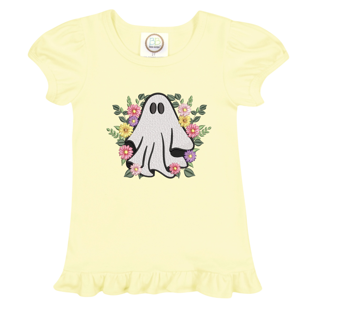 Floral Ghost Embroidery Kids Shirt
