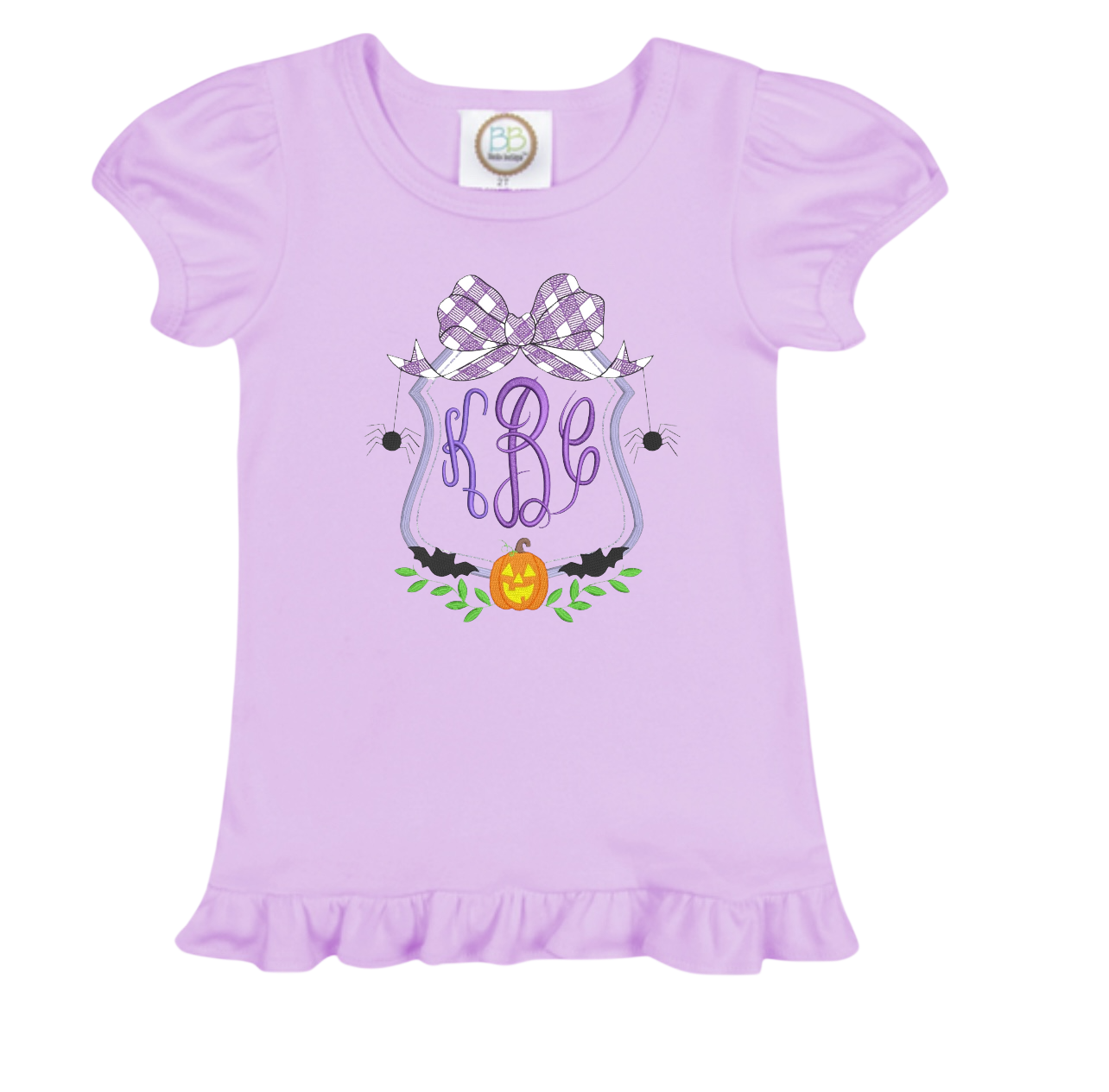 Halloween Monogram Frame Embroidery Kids Shirt