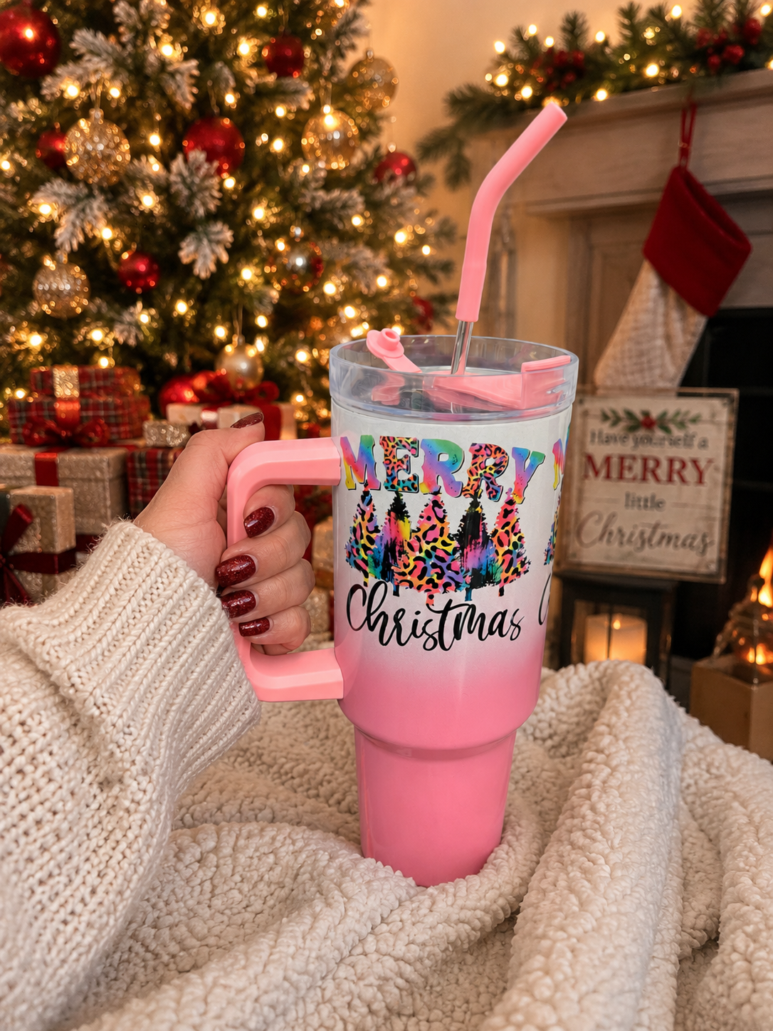 Pink Merry Christmas Tumbler