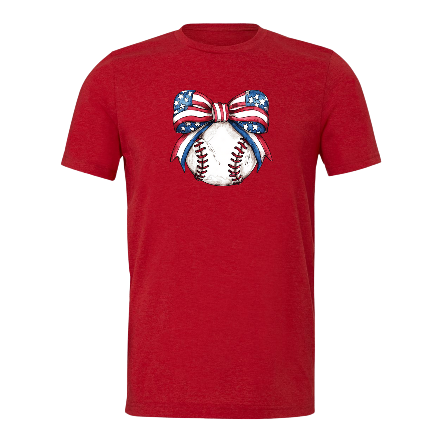 AMERICAN FLAG BOW DESIGN/BASEBALL GRAPHIC TEE/COQUETTE BASEBALL DESIGN