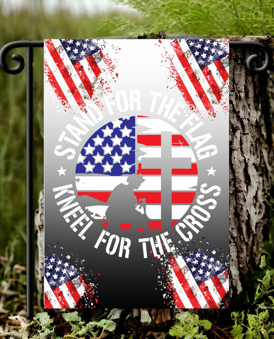 Stand For The Flag Kneel For The Cross Design Garden Flag