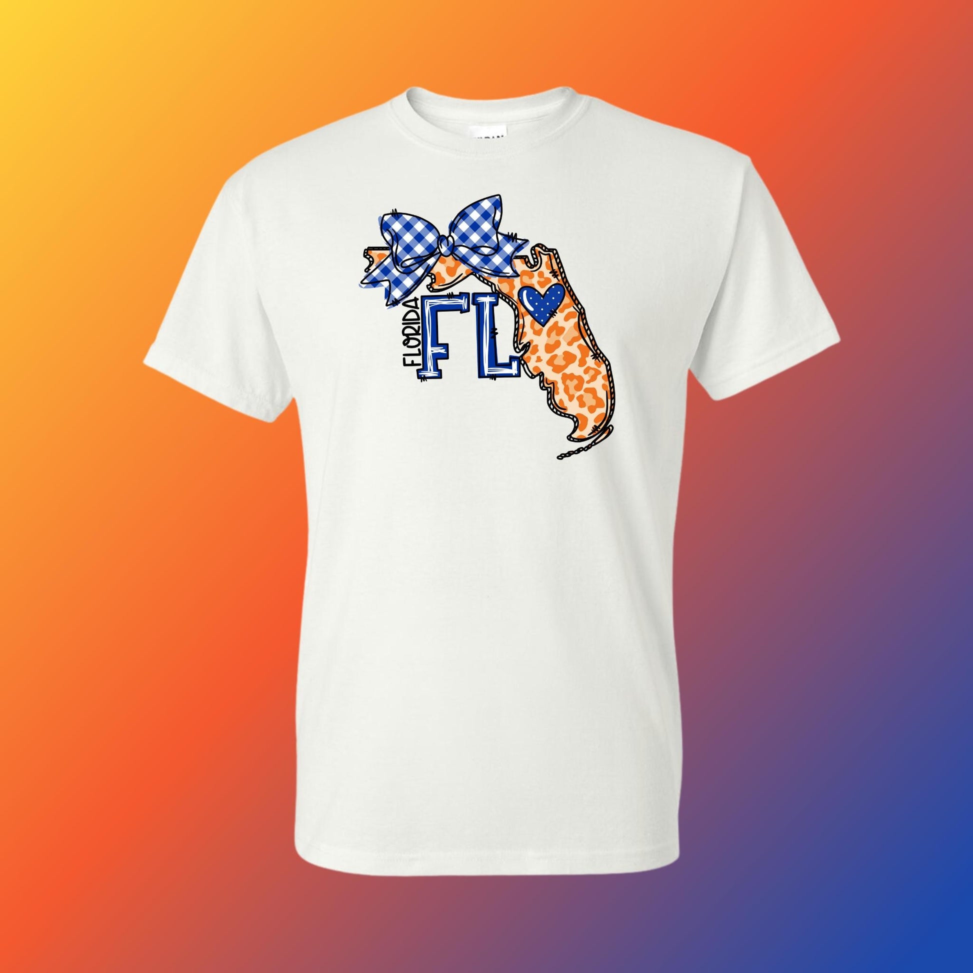 Preppy Orange and Blue/ state of Florida design/ladies graphic tee