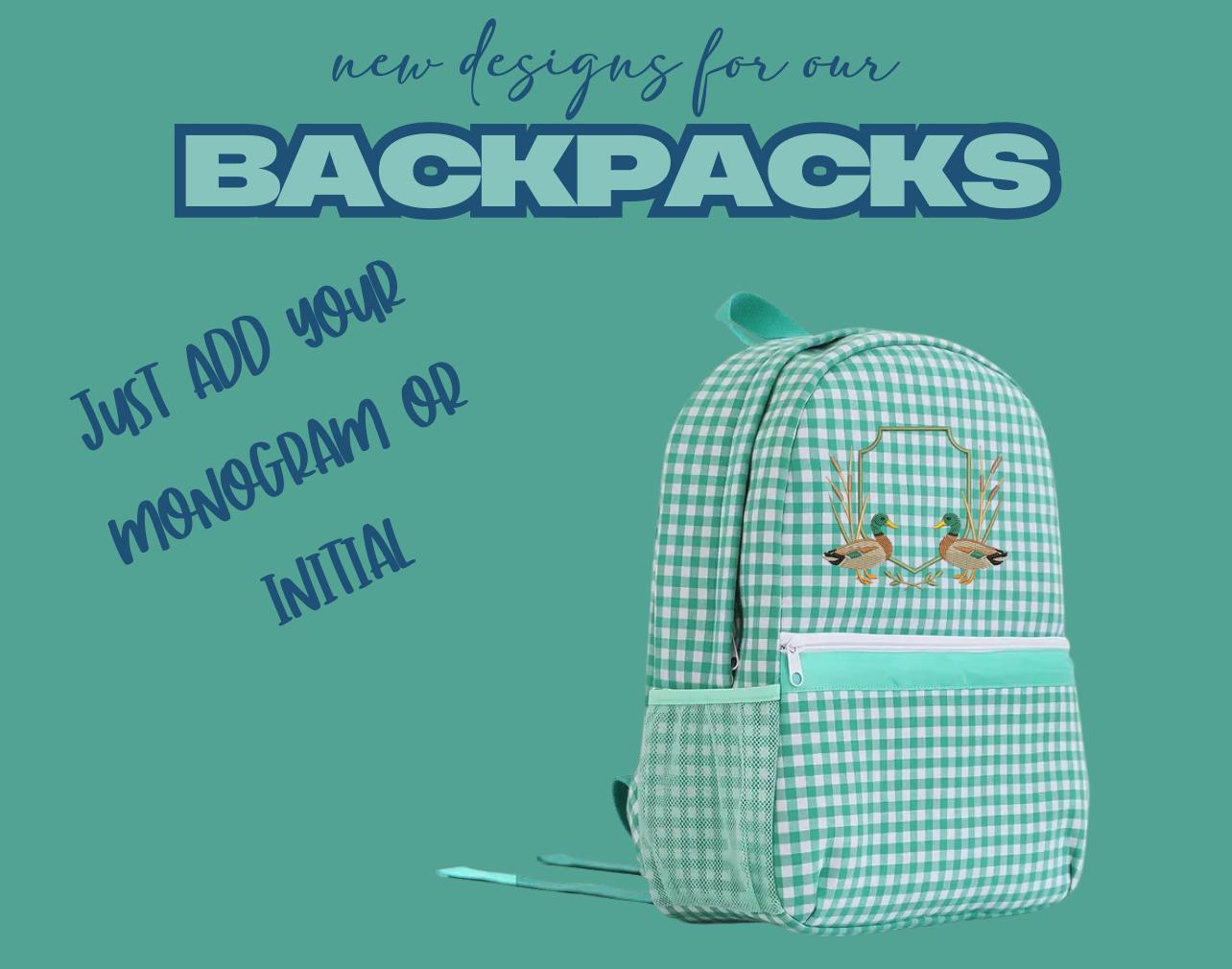 Green Gingham Backpack/Personalize it