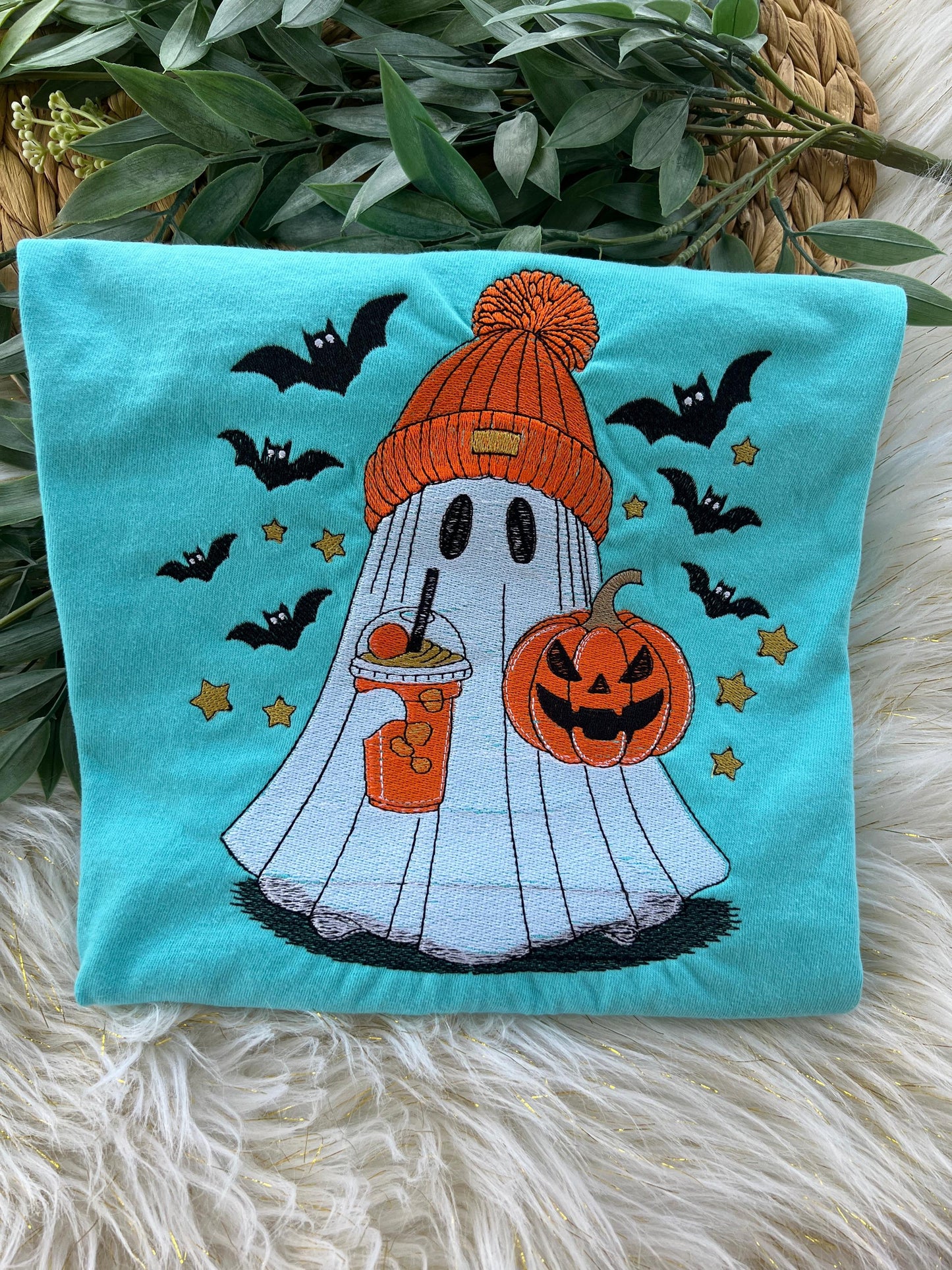 Halloween Ghost Embroidery T-Shirt