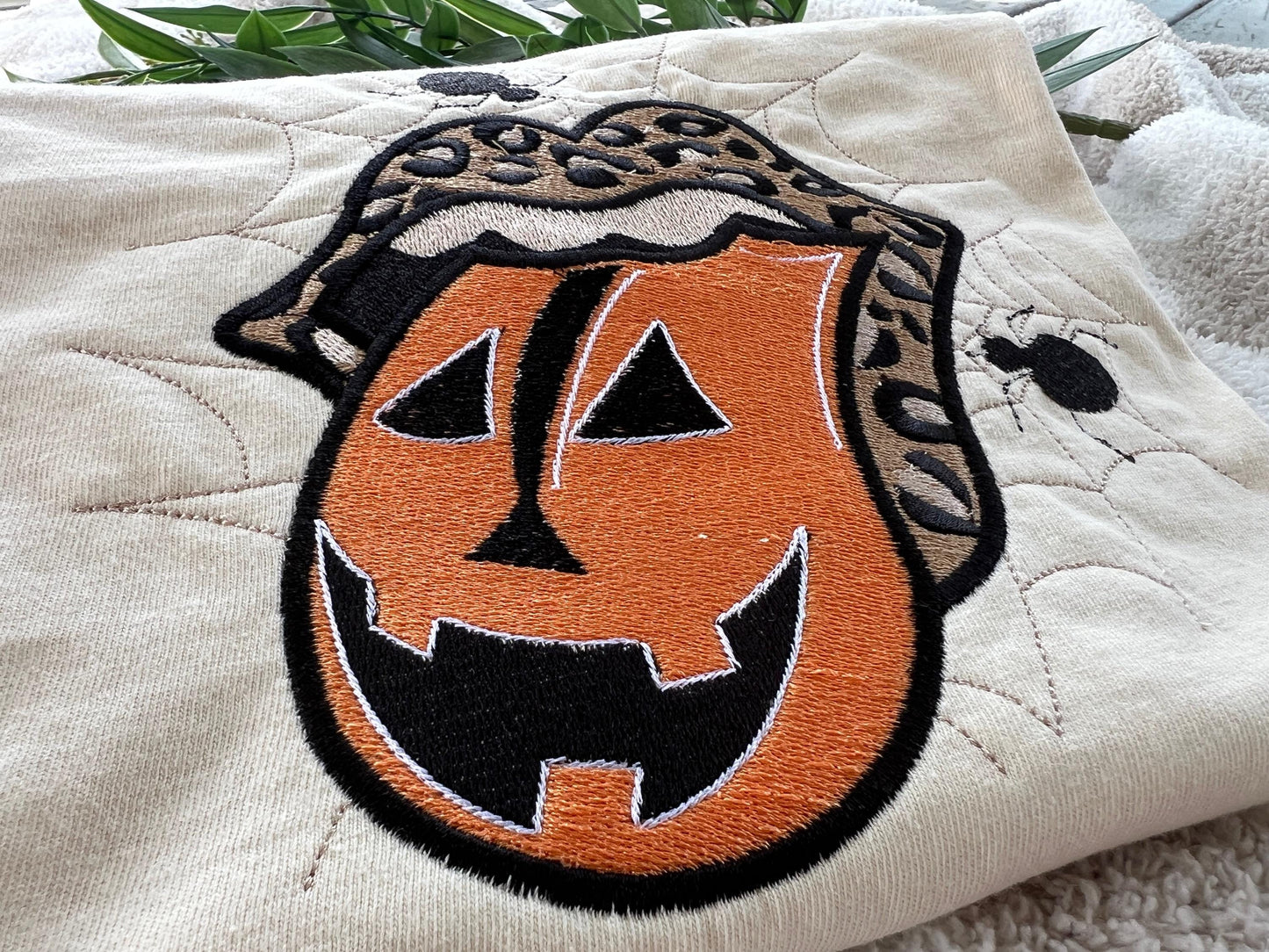 Big Mouth Jack Halloween Embroidery T-Shirt