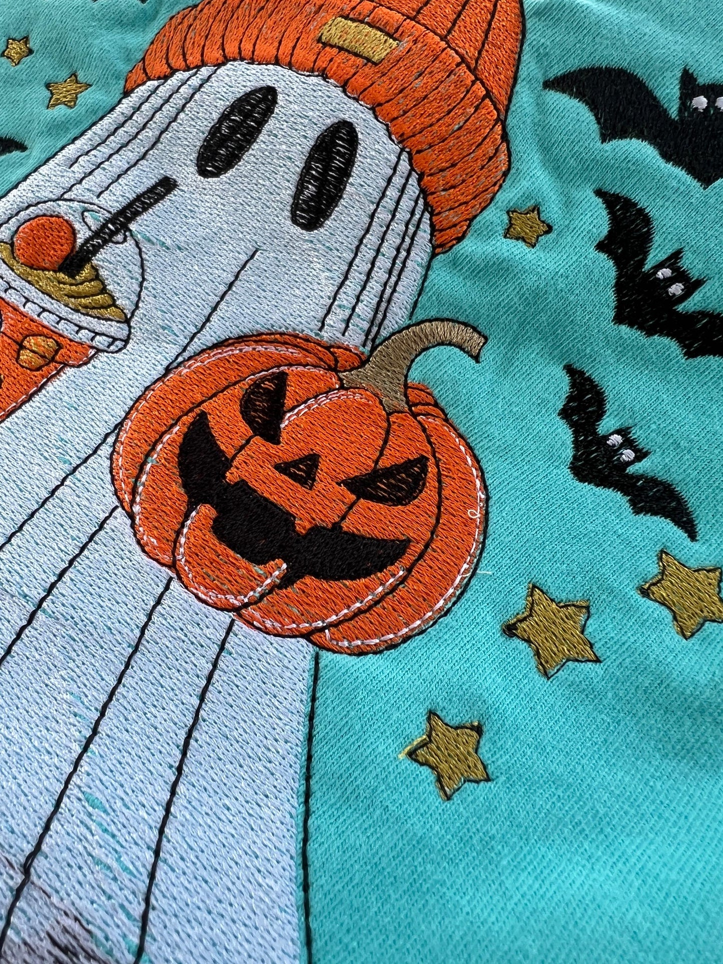 Halloween Ghost Embroidery T-Shirt