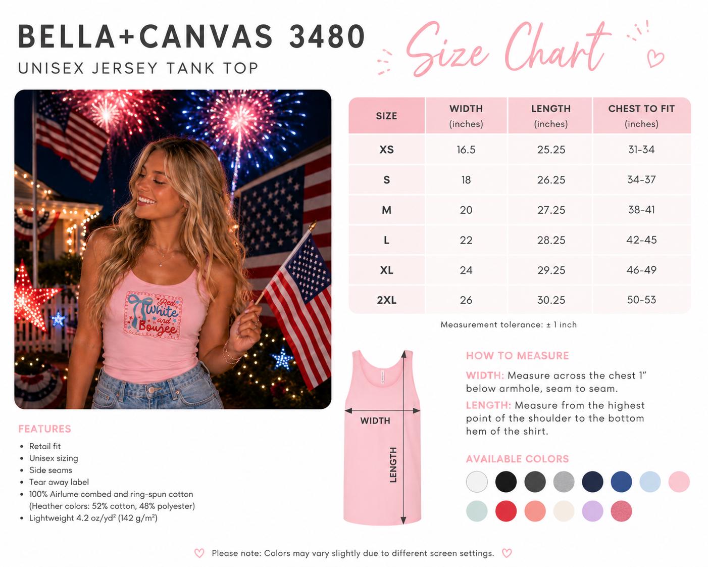 Red White and Boujee Ladies Embroidery Bella Canvas Tank Top