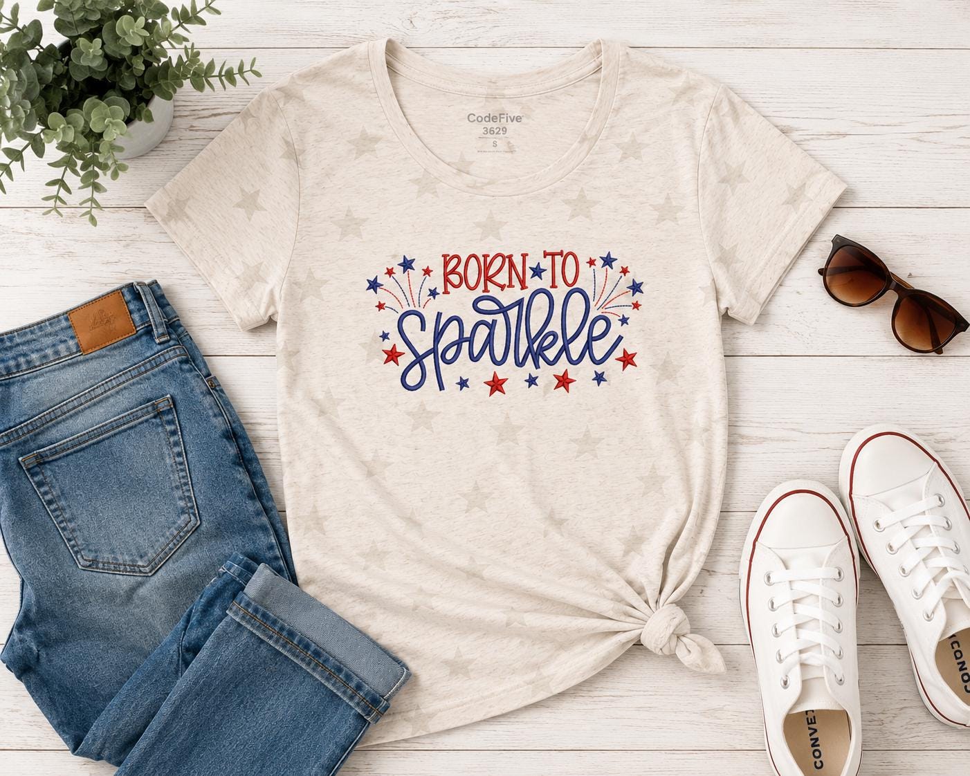 Born to Sparkle Patriotic Ladies Tee