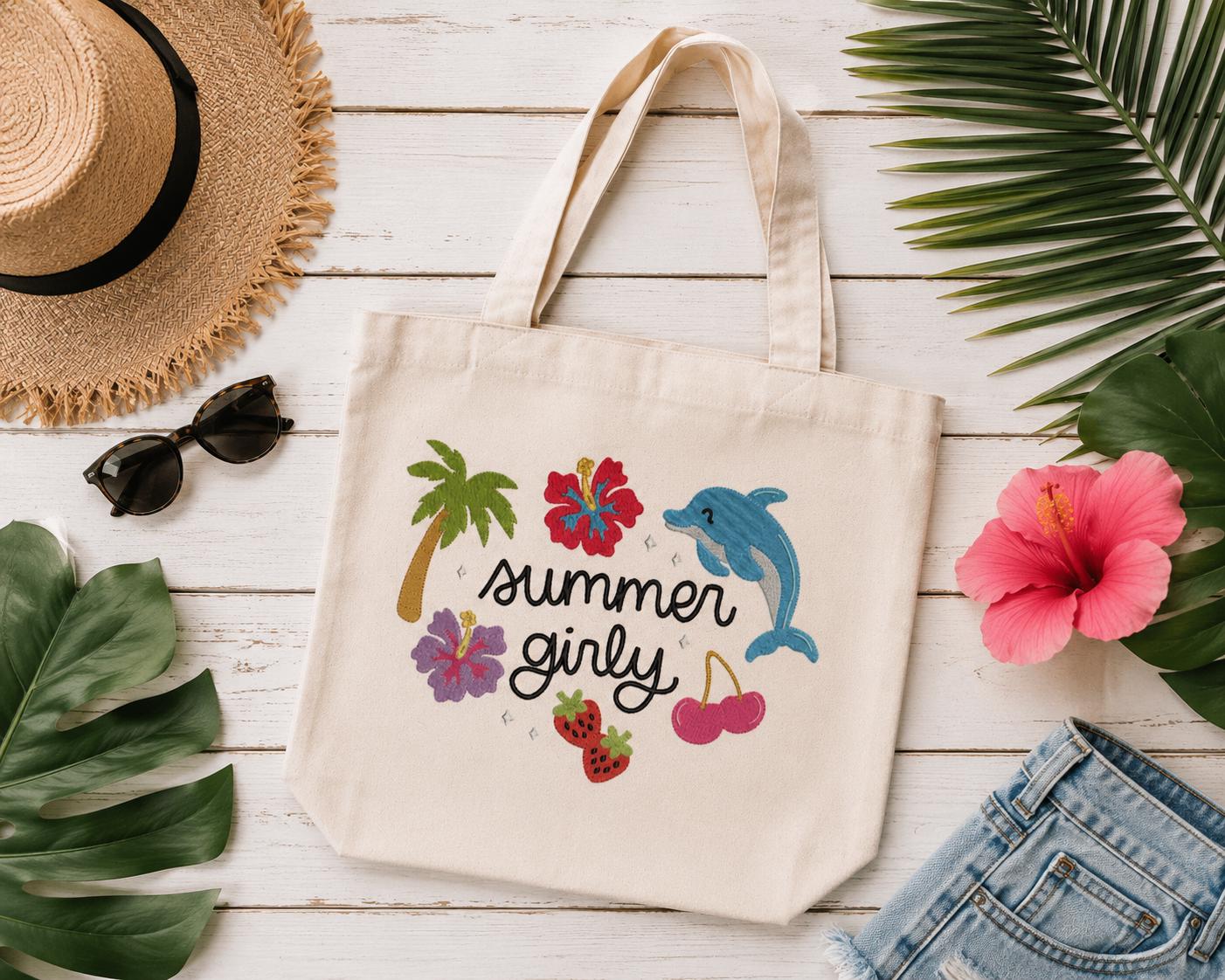 Summer Girly Canvas Tote Bag