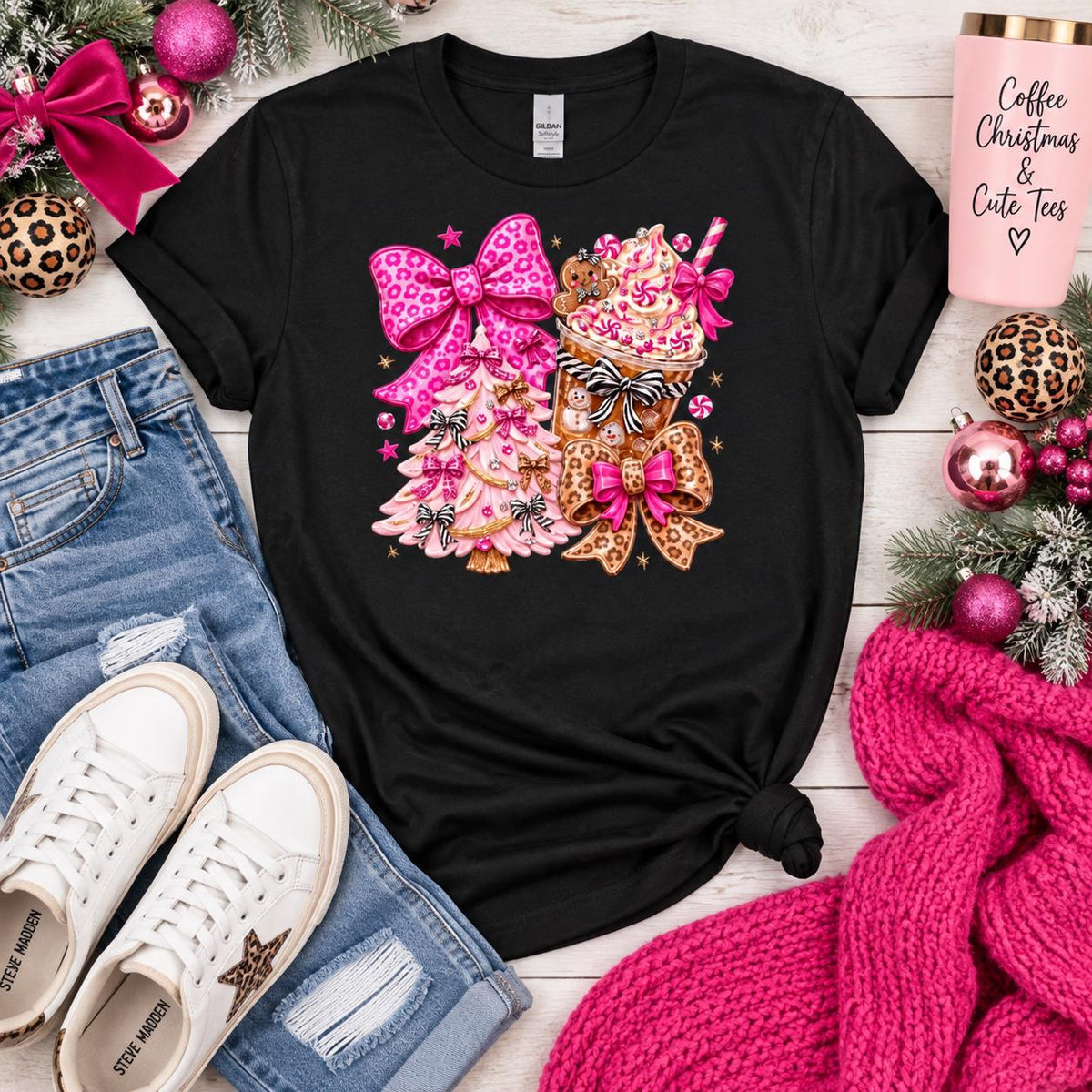 Pink Christmas Coquette Graphic Tee