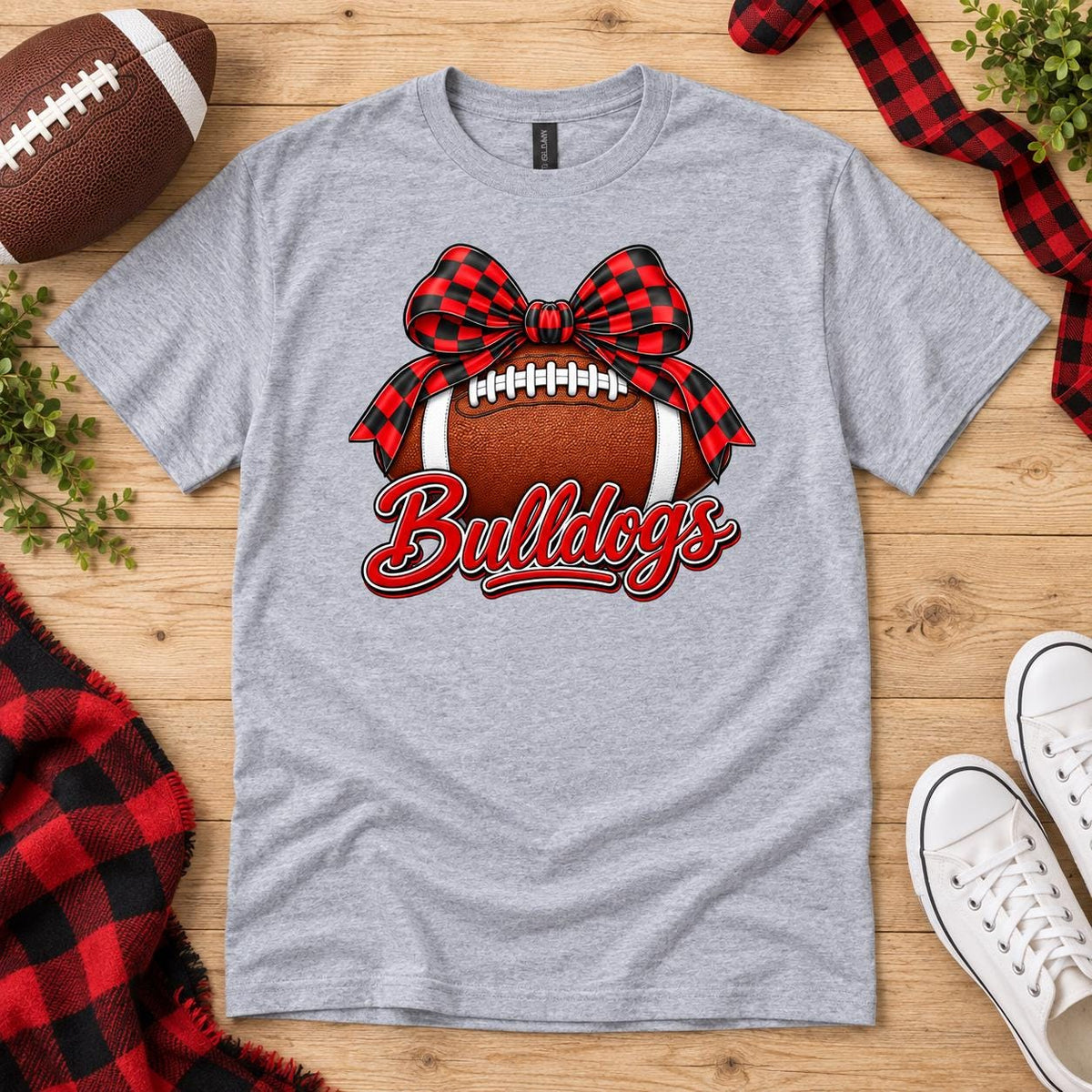 Bulldogs Game Day Bow Football T-Shirt