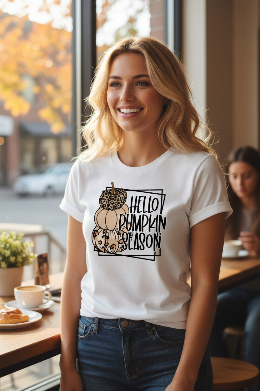 Hello Pumpkin Season Design Graphic T-Shirt