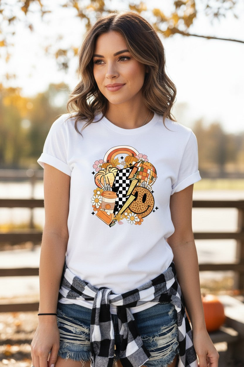 Retro Fall Design Graphic T-Shirt