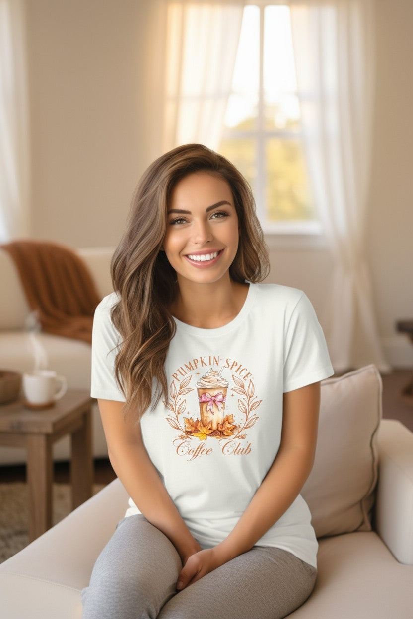 Pumpkin Spice Coffee Club Coquette Design Graphic T-Shirt