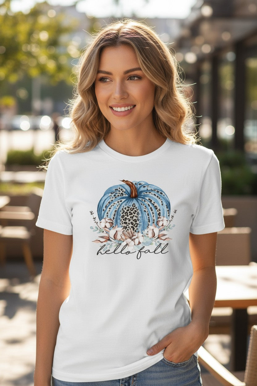 Hello Fall Design Graphic T-Shirt