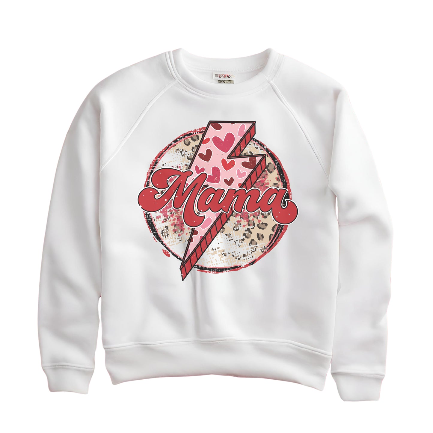 Mama/Lightning Bolt Circle Design/ Valentines Day Design Ladies/Woman's wear Crewneck Sweatshirt