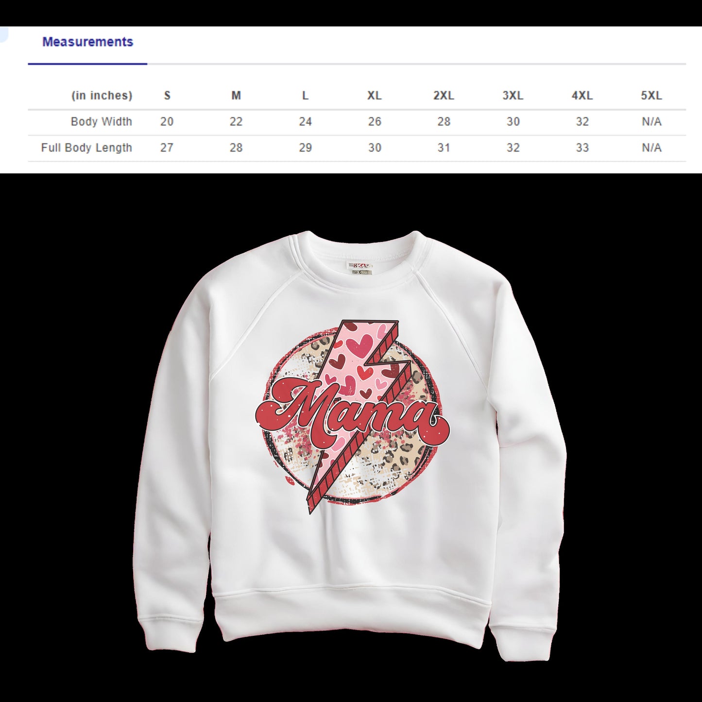Mama/Lightning Bolt Circle Design/ Valentines Day Design Ladies/Woman's wear Crewneck Sweatshirt