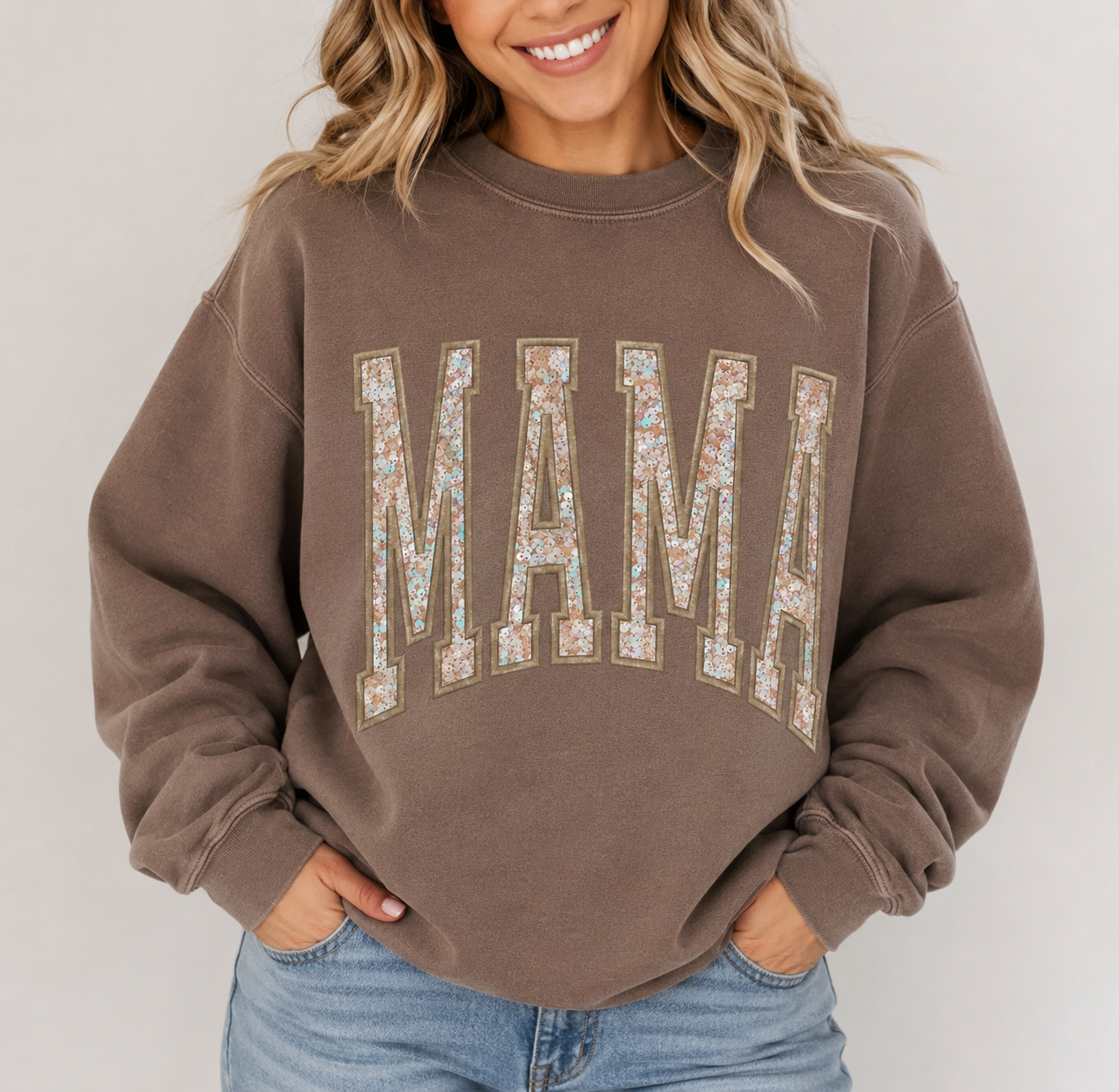 Personalized MAMA Sequin Appliqué Tank