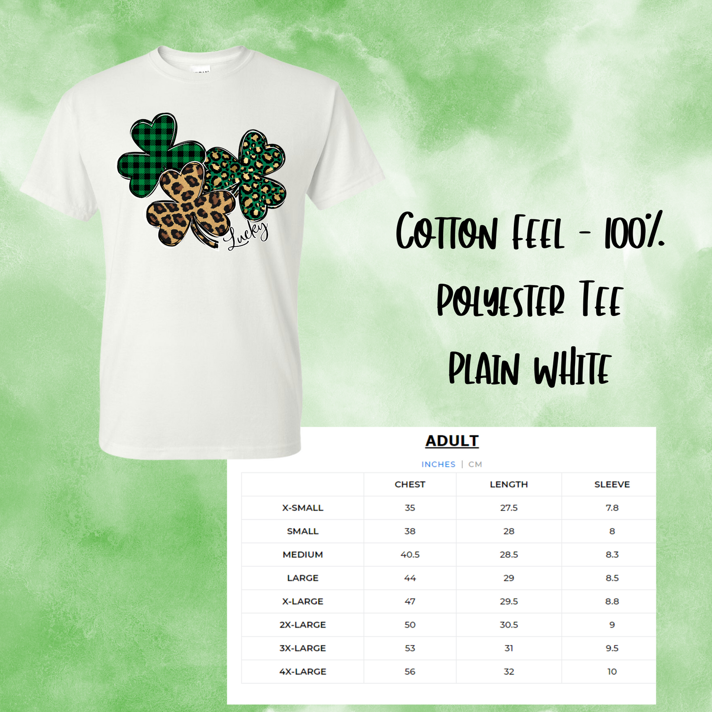 Lucky 3 Clovers Design/Adult and Kids Shirt/Perfect for St. Patrick's Day