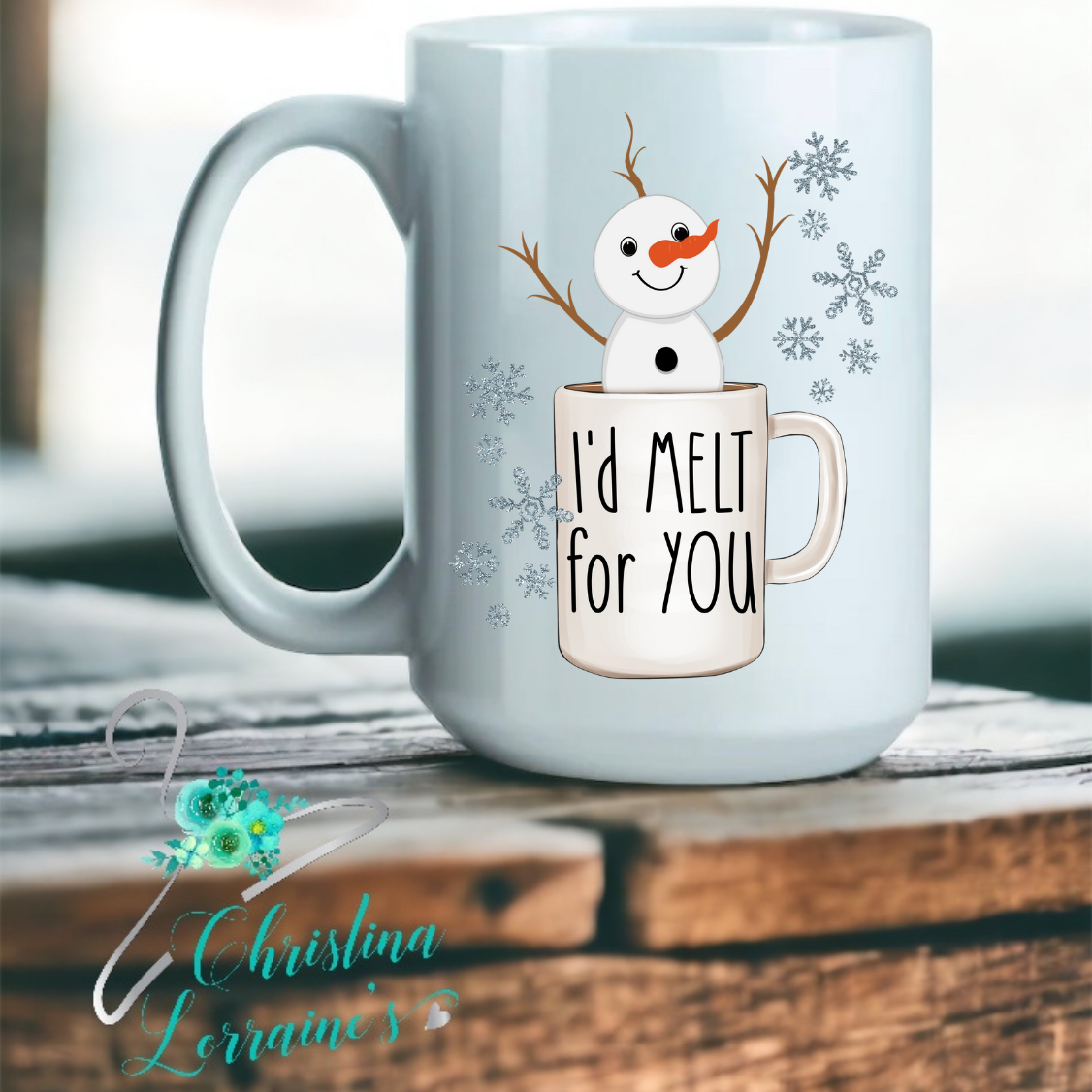 I'd Melt For You/Snowman Design /Double Sided Coffee Mug/Tea/Hot Cocoa/Cold Brew