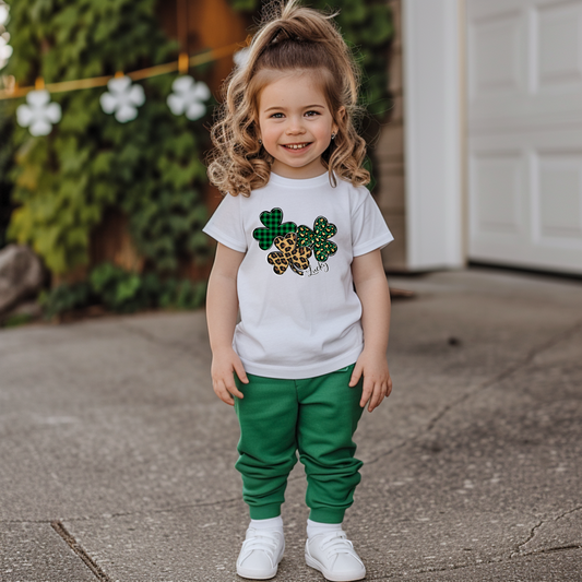 Lucky 3 Clovers Design/Adult and Kids Shirt/Perfect for St. Patrick's Day