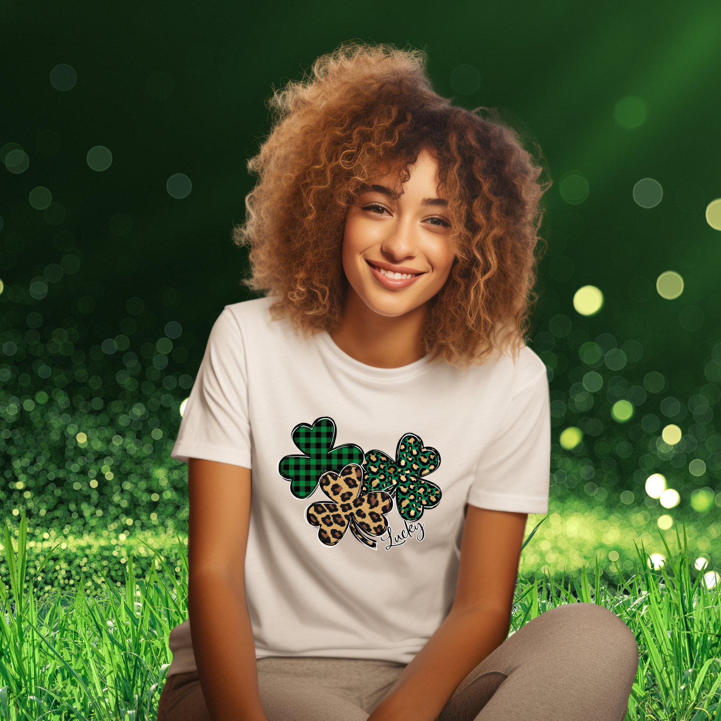 Lucky 3 Clovers Design/Adult and Kids Shirt/Perfect for St. Patrick's Day