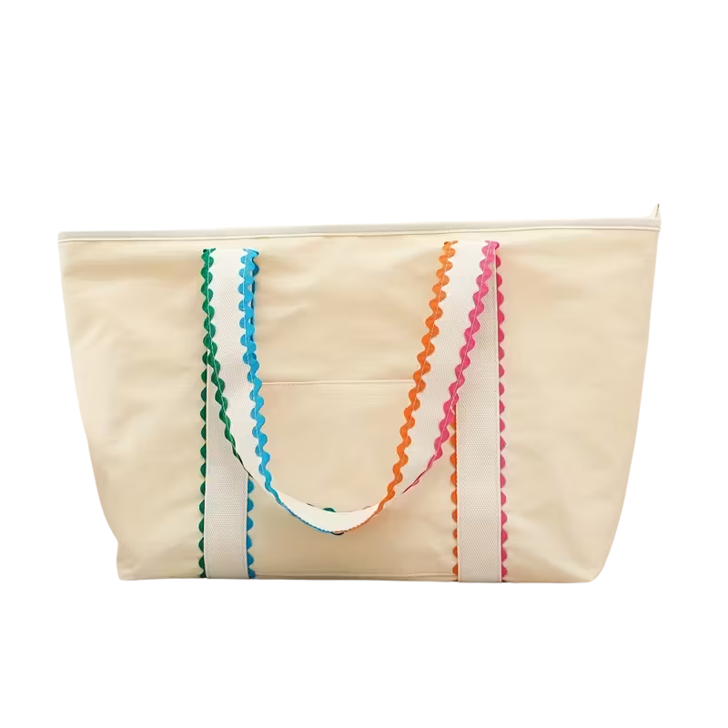 Ric Rac Scallop Design Canvas Tote Bag and Cosmetic Case/Beach Tote/Cabana Tote/Boat Bag/Shopping Tote