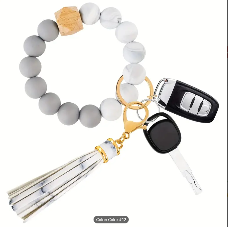 Silicone Beaded Bracelet Keychain
