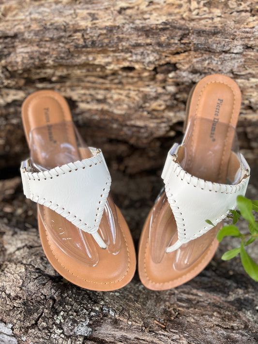 WHITE FAUX LEATHER SANDALS