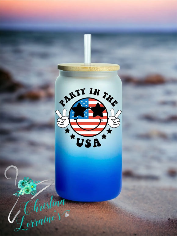 PARTY IN THE USA GLASS TUMBLER