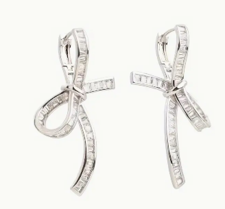 Zirconia and Silver Bow Earrings