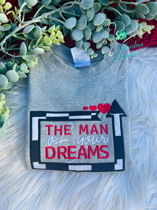 The Man Of Your Dreams Embroidered Applique Kids Short Sleeve Shirt