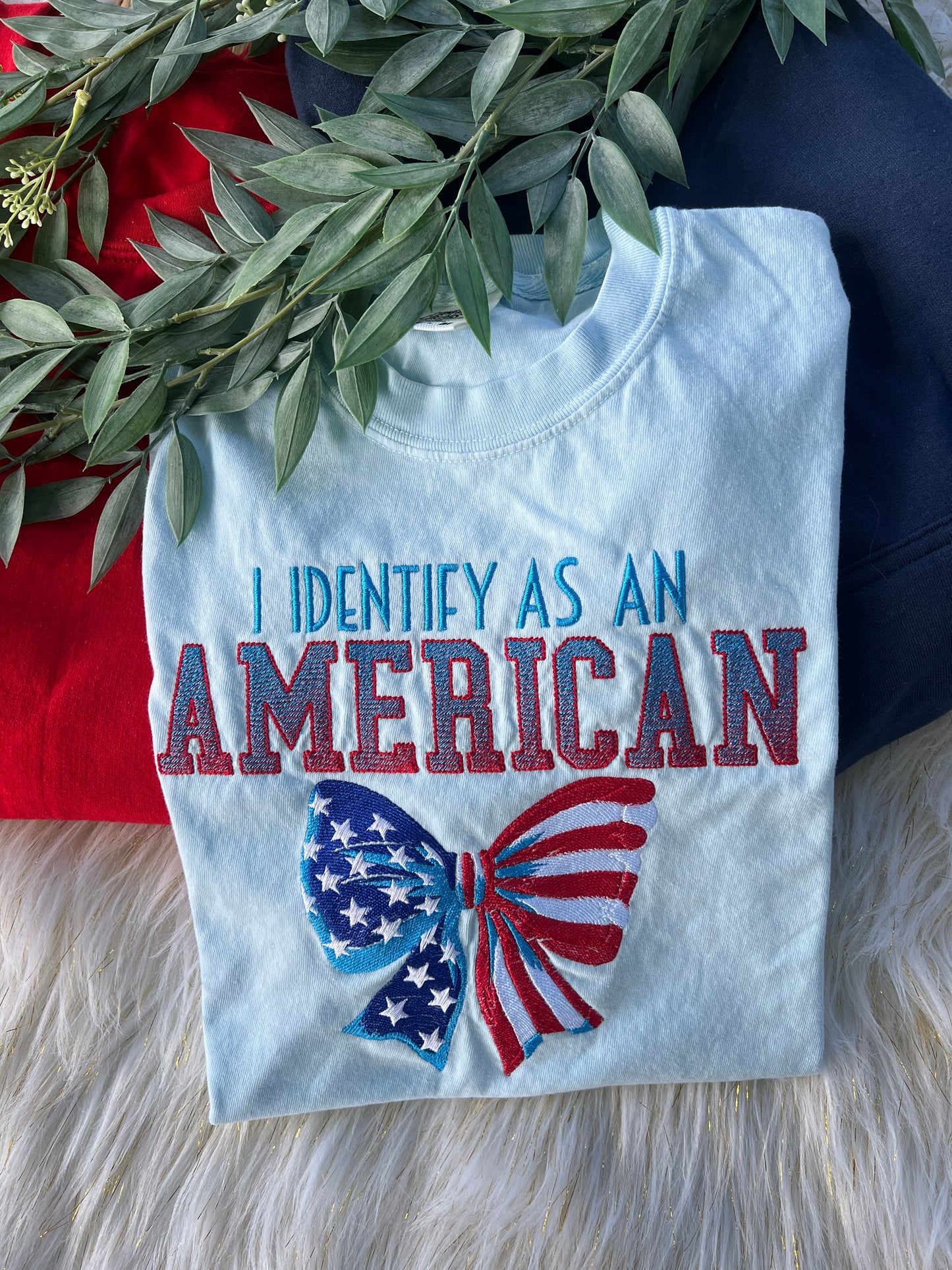 I Identify As An American Design Embroidery T-Shirt