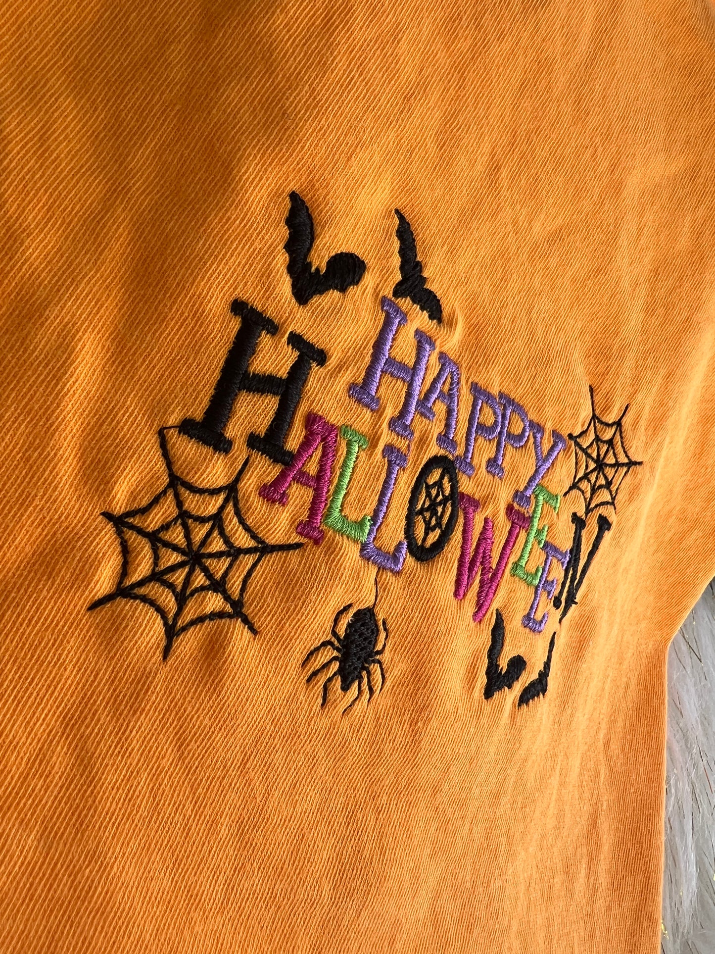 Happy Halloween Design Embroidery T-Shirt